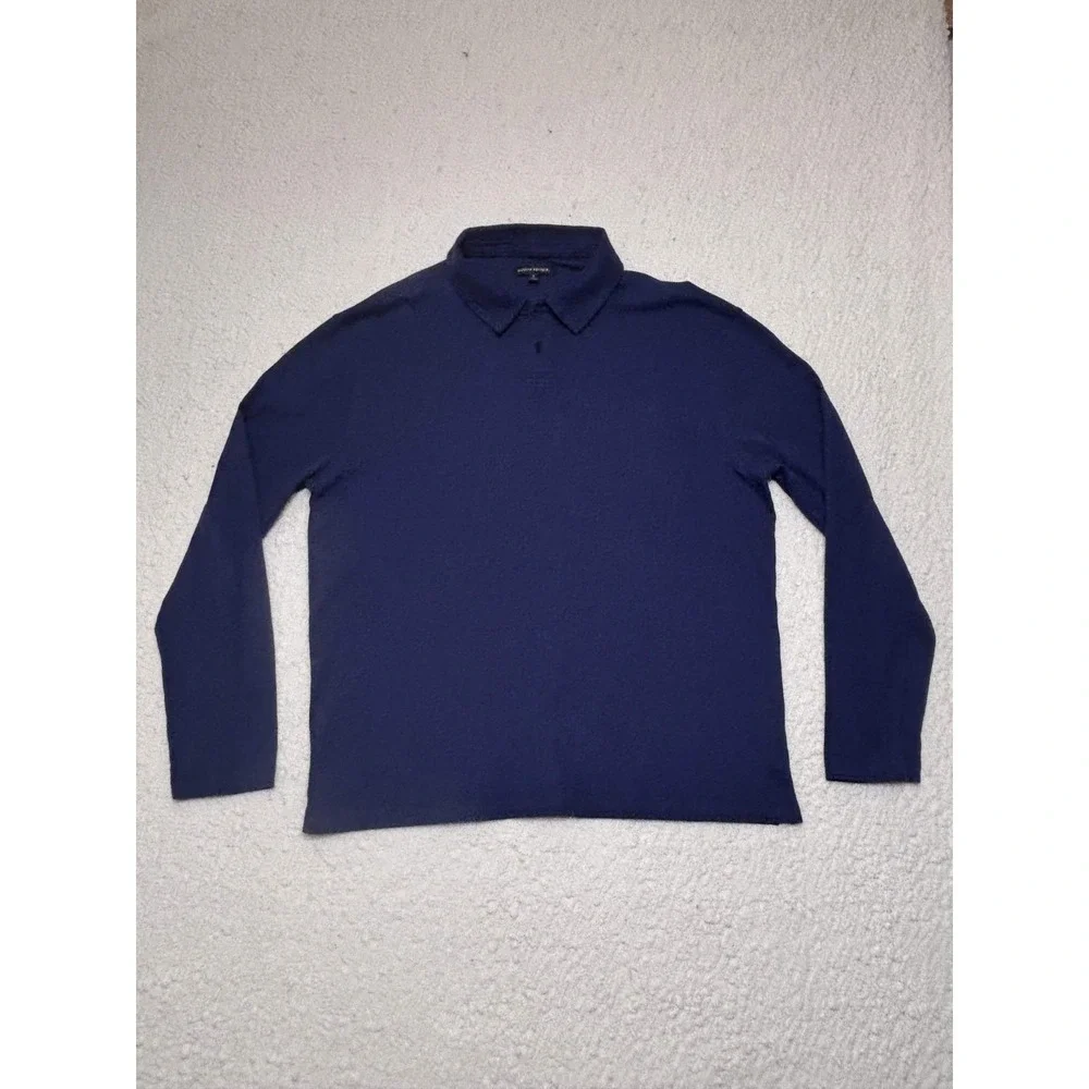 Banana Republic Mens Polo Shirt Long Sleeve Polo Size XL Blue 100% Cotton Knit